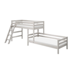 Bunk Bed 143 cm with Ladder and Safety Rail, 90x200 cm, Grey BUNKBED 200 flexa-com.myshopify.com