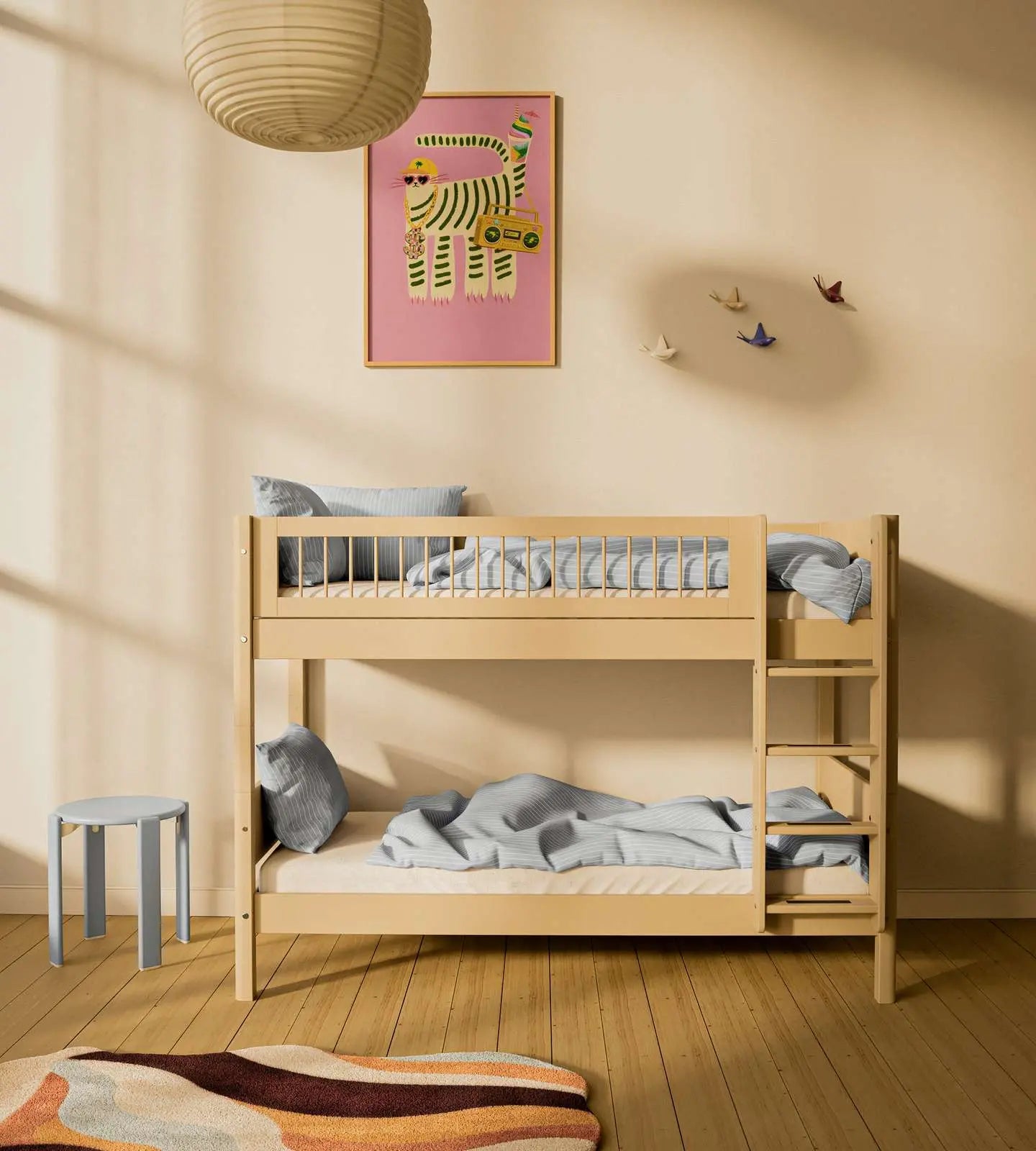 Bunk Bed 154 cm with Ladder and Safety Rail, 90x200 cm, Sand BUNKBED 90X200 flexa-com.myshopify.com