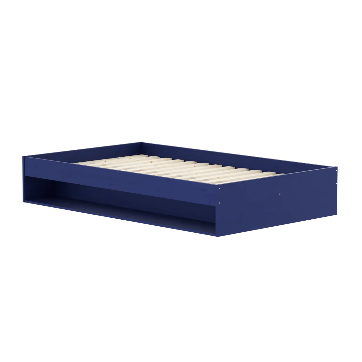 Double Bed with Shelf, 120x200 cm, Blue/Pine  120X200 flexa-com.myshopify.com