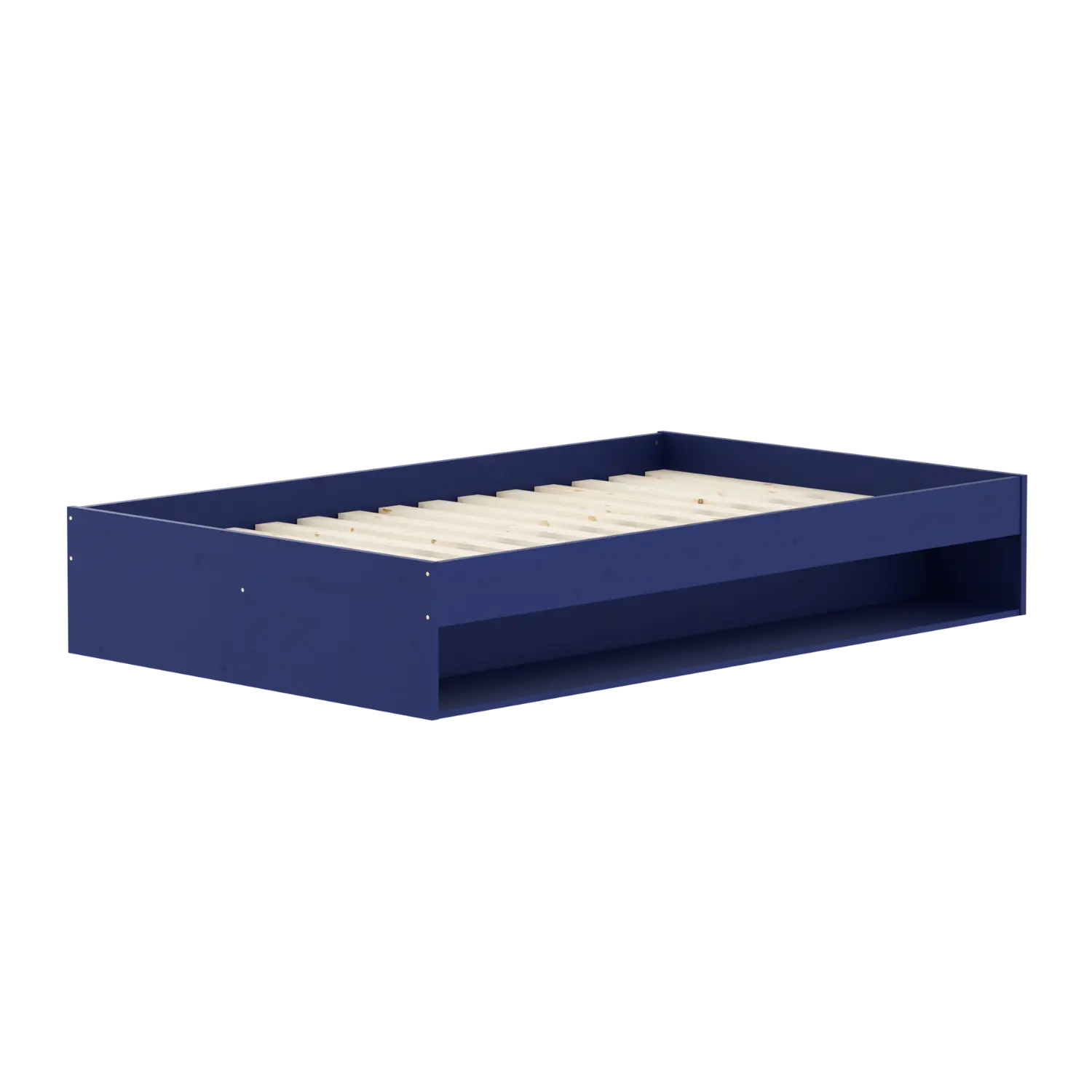 Double Bed with Shelf, 120x200 cm, Blue/Pine  120X200 flexa-com.myshopify.com