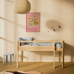 High Bed 120 cm with Ladder and Safety Rail, 90x200 cm, Sand MID_HIGH-BED 90X200 flexa-com.myshopify.com