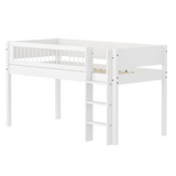 High Bed 120 cm with Ladder and Safety Rail, 90x200 cm, White FLEXA MID_HIGH-BED midslp-f-wht-mdf-200x90-str-ladder-crossbars-f-wht   90X200 flexa-com.myshopify.com