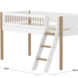 High Bed 120 cm with Ladder and Safety Rail, 90x200 cm, White/Oak MID_HIGH-BED 200 flexa-com.myshopify.com