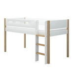 High Bed 120 cm with Ladder and Safety Rail, 90x200 cm, White/Oak MID_HIGH-BED 200 flexa-com.myshopify.com