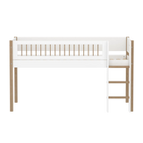 High Bed 120 cm with Ladder and Safety Rail, 90x200 cm, White/Oak MID_HIGH-BED 90X200 flexa-com.myshopify.com