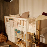 High Bed 120 cm with Ladder and Safety Rail, 90x200 cm, White/Oak MID_HIGH-BED 90X200 flexa-com.myshopify.com