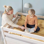 High Bed 120 cm with Safety Rail and Ladder, 90x200 cm, White MID_HIGH-BED 200 flexa-com.myshopify.com