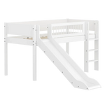 High Bed 120 cm with Slide, Ladder and Safety Rail, 90x200 cm, White FLEXA MID_HIGH-BED midslp-slide-200x90-str-ladder-crossbars-f-wht   90X200 flexa-com.myshopify.com