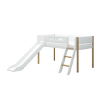 High Bed 120 cm with Slide, Ladder and Safety Rail, 90x200 cm, White/Oak MID_HIGH-BED 200 flexa-com.myshopify.com