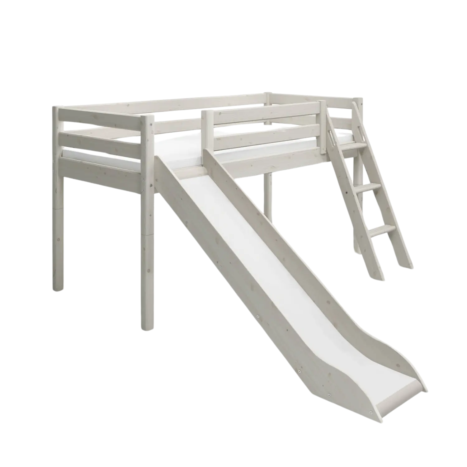 High Bed 120 cm with Slide and Ladder, 90x200 cm, White MID_HIGH-BED 200 flexa-com.myshopify.com