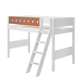 High Bed 143 cm with Ladder and Safety Rail, 90x200 cm, White SEMI_HIGH-BED 200 flexa-com.myshopify.com