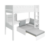 High Bed 184 cm with Desk, Sofa, Ladder and Safety Rail, 90x200 cm, White HIGHBED 200 flexa-com.myshopify.com