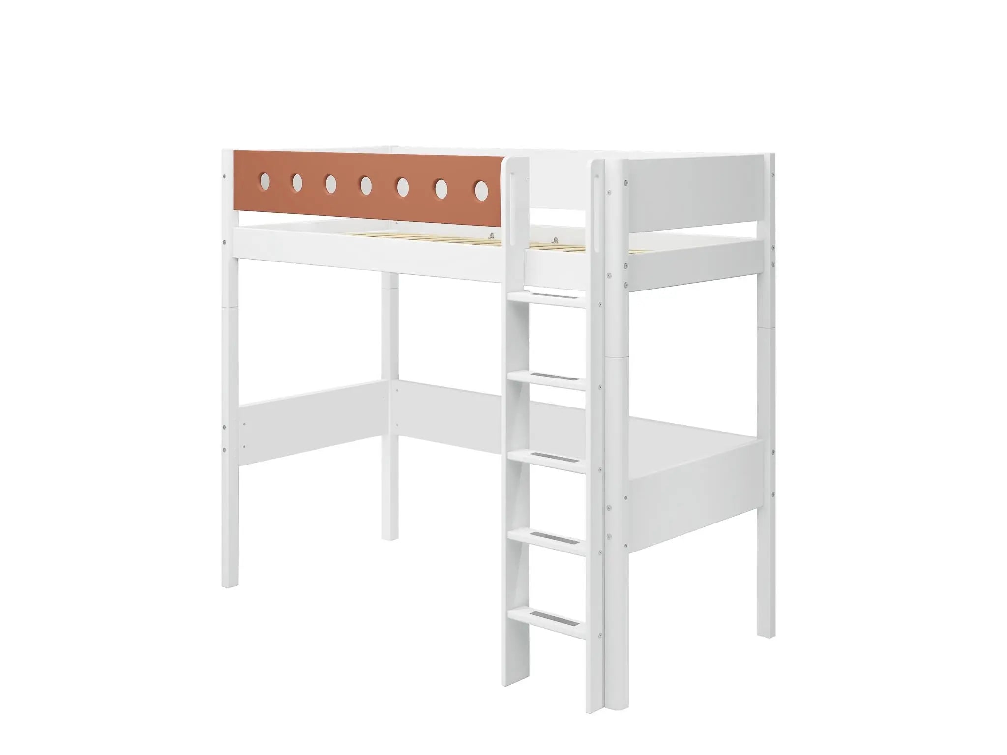 High Bed 184 cm with Ladder and Safety Rail, 90x200 cm, White HIGHBED 200 flexa-com.myshopify.com