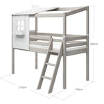 Mid-High Bed with 1/2 Classic House, 90x200 cm, White/Grey MID_HIGH-BED 200 flexa-com.myshopify.com