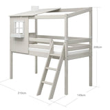 Mid-High Bed with 1/2 House, Ladder and Safety Rail, 90x200 cm, White MID_HIGH-BED 200 flexa-com.myshopify.com