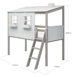 Mid-High Bed with House and Ladder, 90x200 cm, White/Grey MID_HIGH-BED 200 flexa-com.myshopify.com
