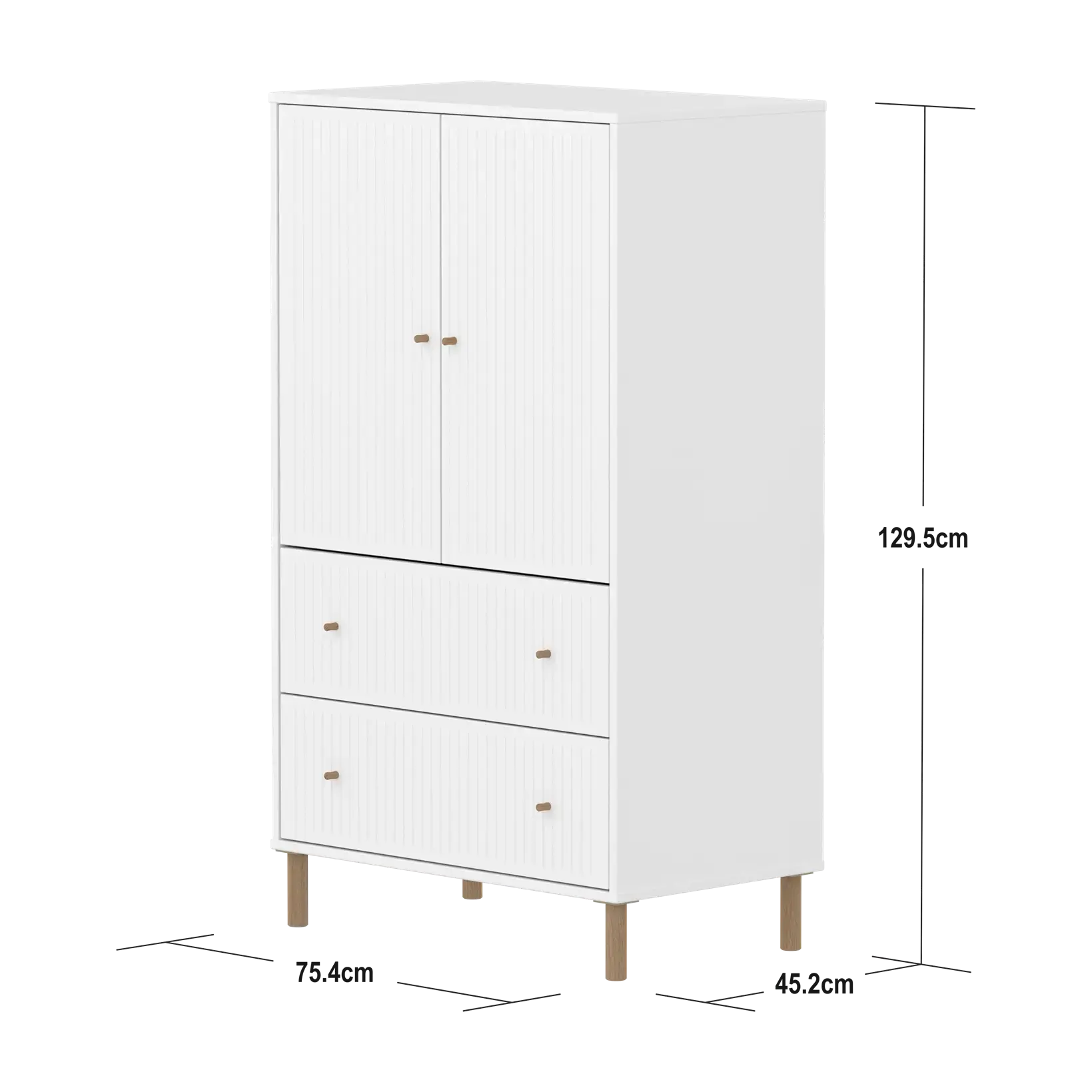SAGA Cupboard, 2 door & 2 drawer, White with grooves CUPBOARD ACTIVE flexa-com.myshopify.com