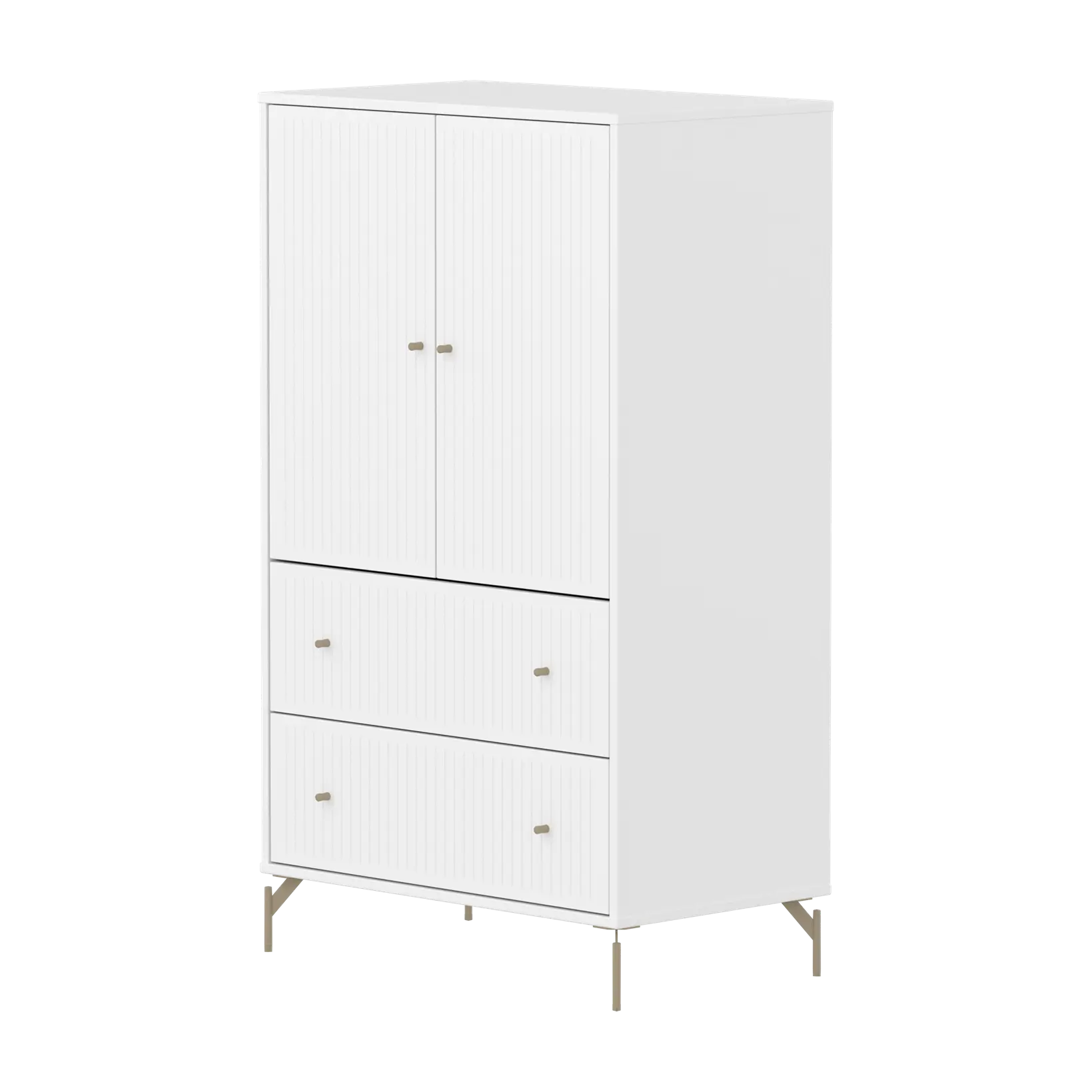 SAGA Cupboard, 2 door & 2 drawer, White with grooves CUPBOARD ACTIVE flexa-com.myshopify.com