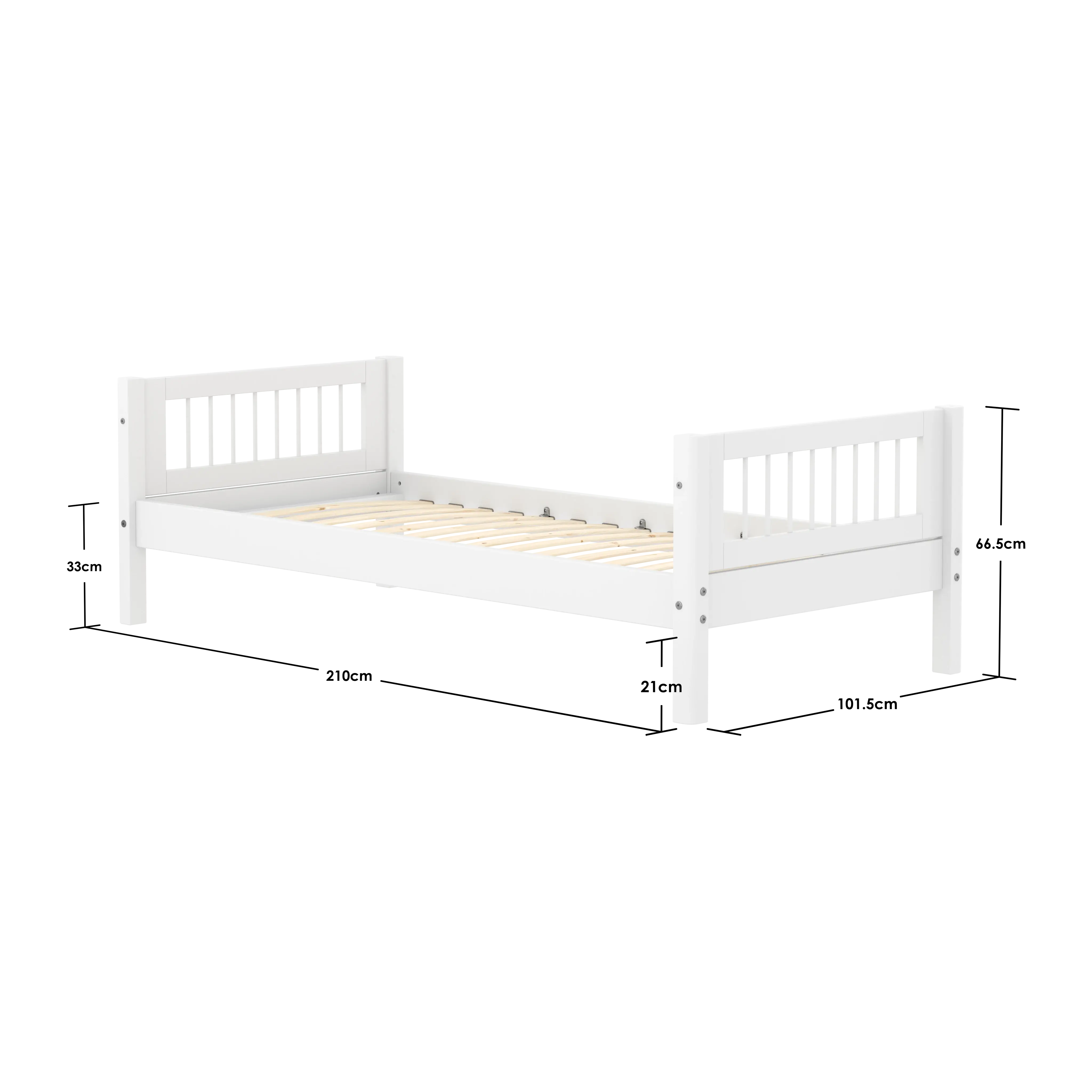 Single Bed with Crossbars, 90x200 cm, White SINGLE_BED 200 flexa-com.myshopify.com