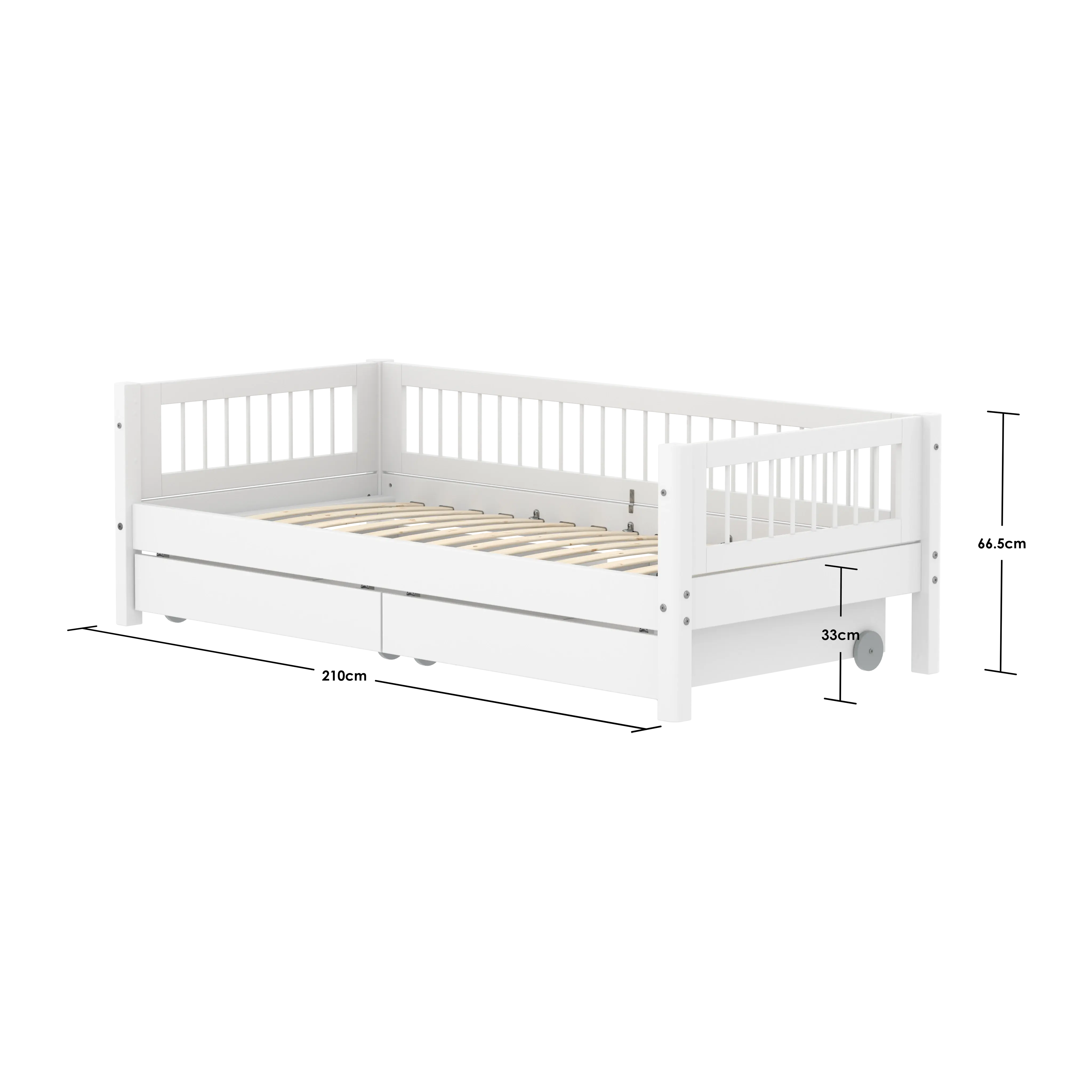 Single Bed with Crossbars and Storage, 90x200 cm, White SINGLE_BED 200 flexa-com.myshopify.com