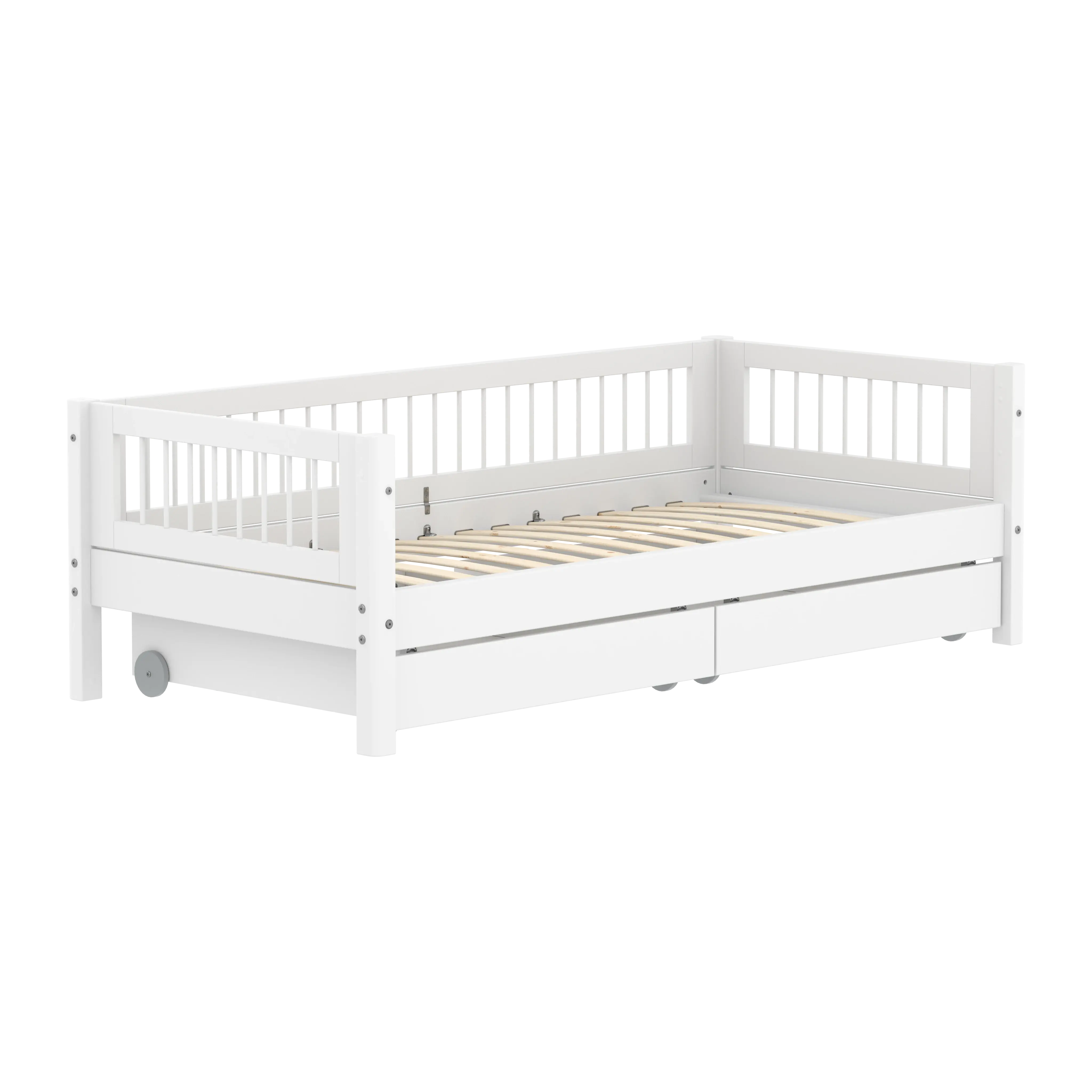 Single Bed with Crossbars and Storage, 90x200 cm, White SINGLE_BED 200 flexa-com.myshopify.com