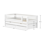 Single Bed with Pull-out Bed, Storage and Safety Rail Crossbars, 90x200 cm, White SINGLE_BED 200 flexa-com.myshopify.com