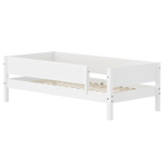 Single Bed with Safety Rail, 90x200 cm, White FLEXA SINGLE_BED daybed-w-front-safety-rail-200x90cm-grooves-f-wht   90X200 flexa-com.myshopify.com