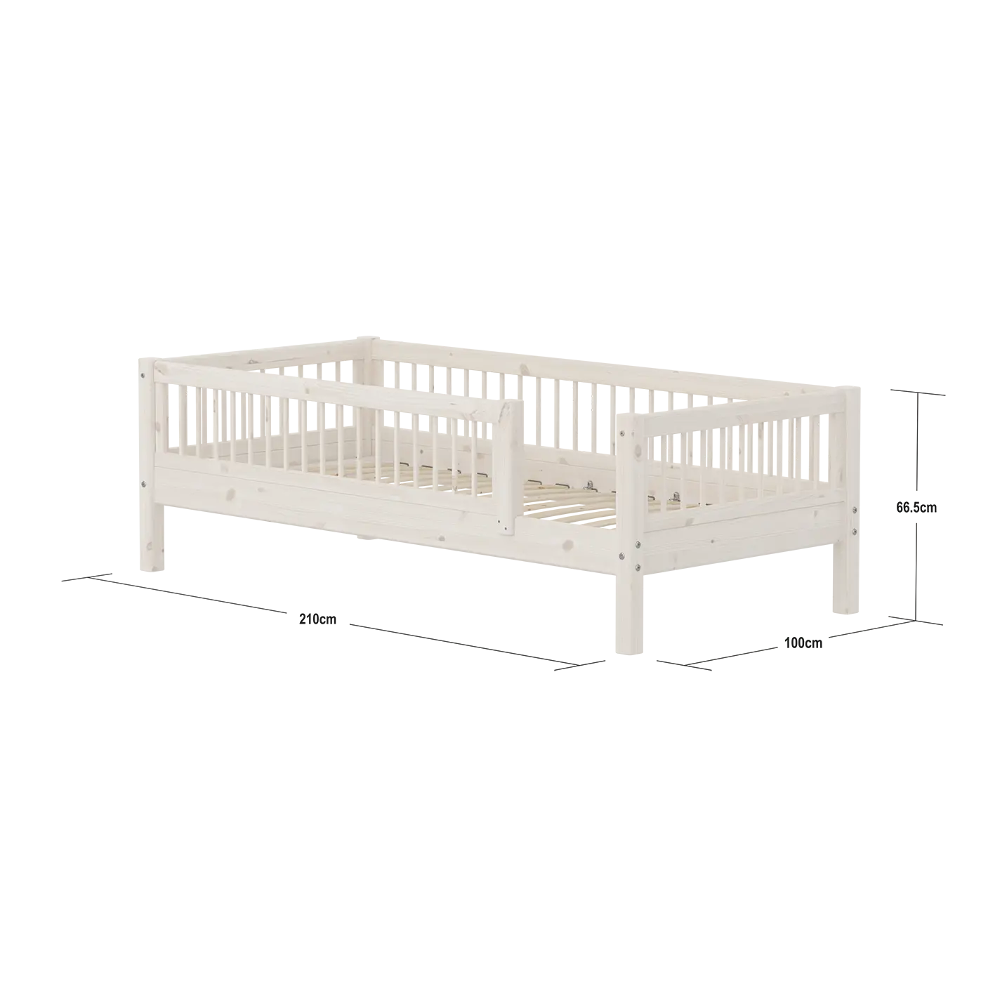 Single Bed with Safety Rail, 90x200 cm, White SINGLE_BED 200 flexa-com.myshopify.com