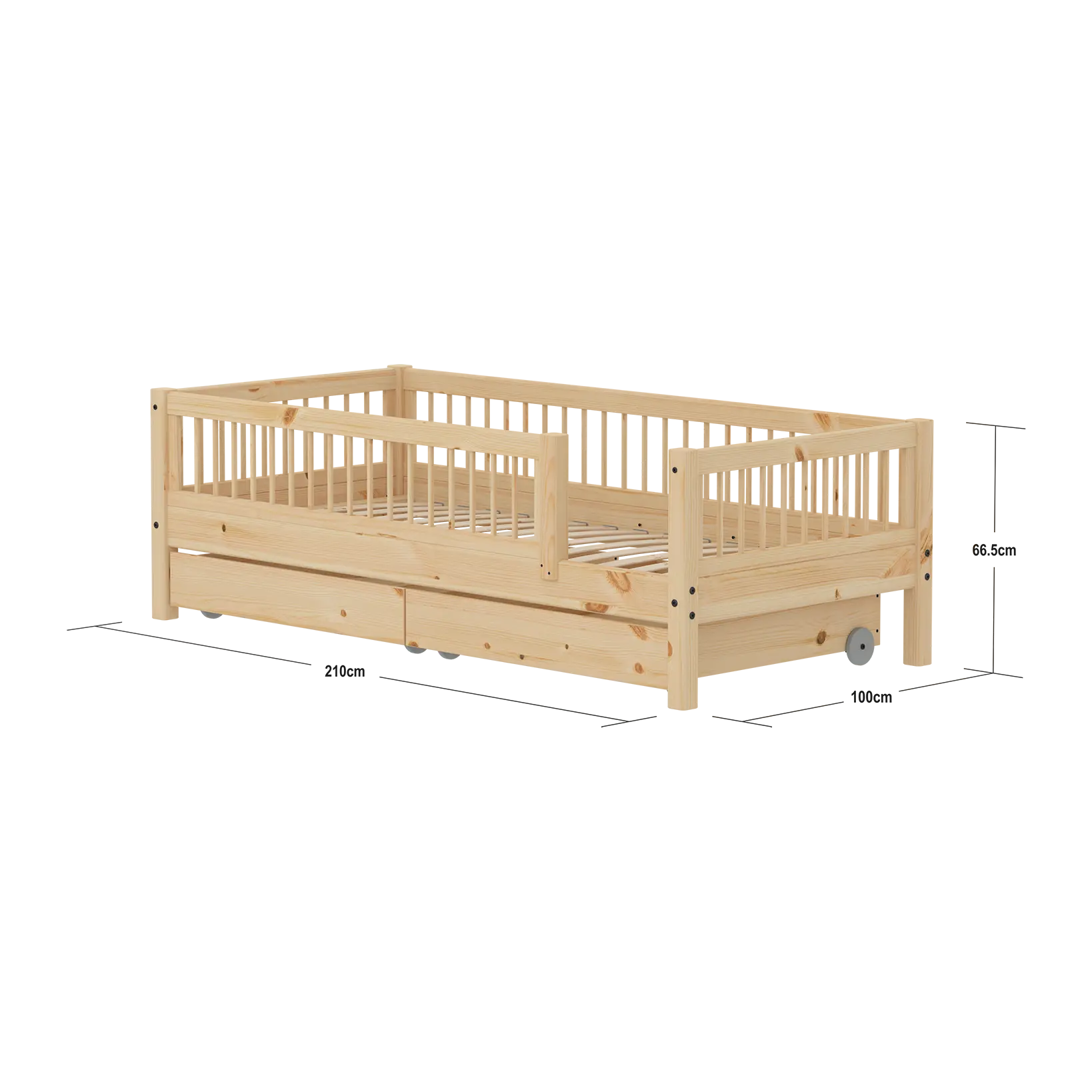 Single Bed with Safety Rails and Storage, 90x200 cm, Pine SINGLE_BED 200 flexa-com.myshopify.com