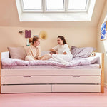 Single Bed with Storage and Pull-out Bed, 90x200 cm, White/Oak SINGLE_BED 200 flexa-com.myshopify.com