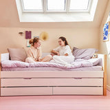 Single Bed with Storage and Pull-out Bed, 90x200 cm, White/Oak SINGLE_BED 200 flexa-com.myshopify.com