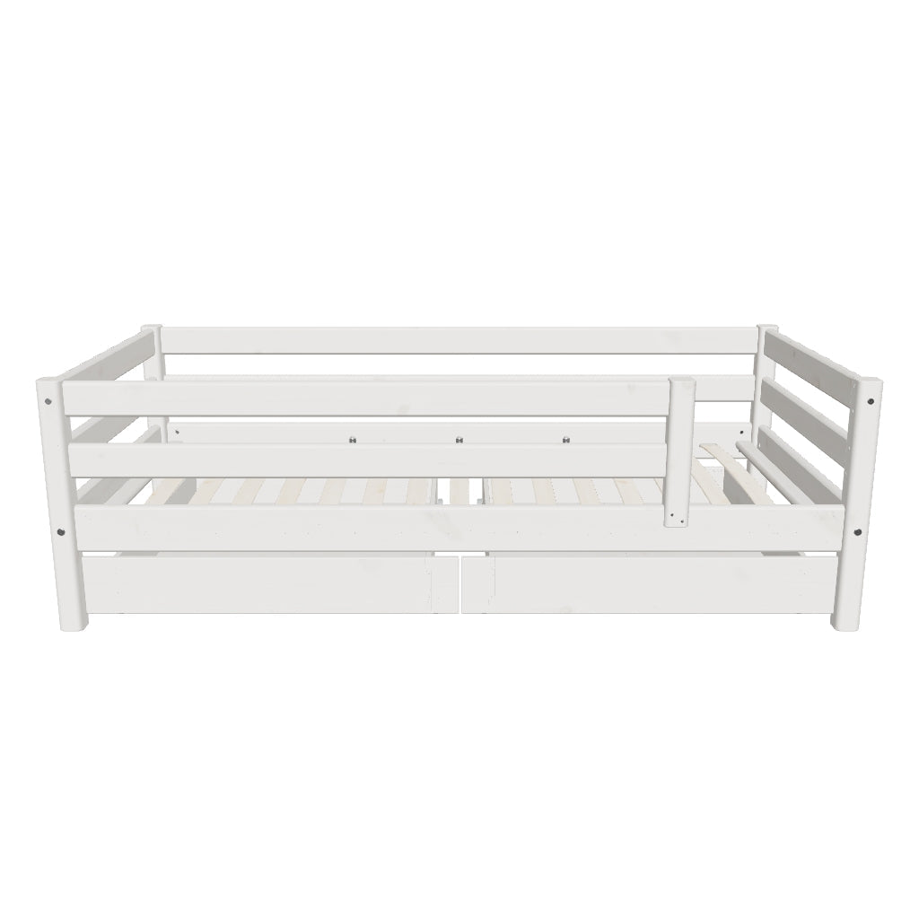 FLEXA Single Bed with Safety Rail and Storage, 90x200 cm, White, 3D model